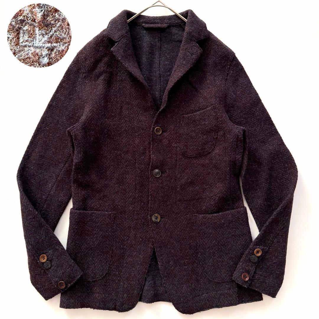 現行✨️45R シェットランドニット テーラードジャケット ヘリンボーン R刺繍