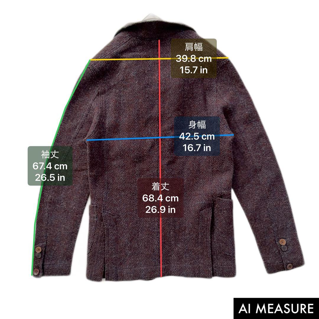 現行✨️45R シェットランドニット テーラードジャケット ヘリンボーン R刺繍