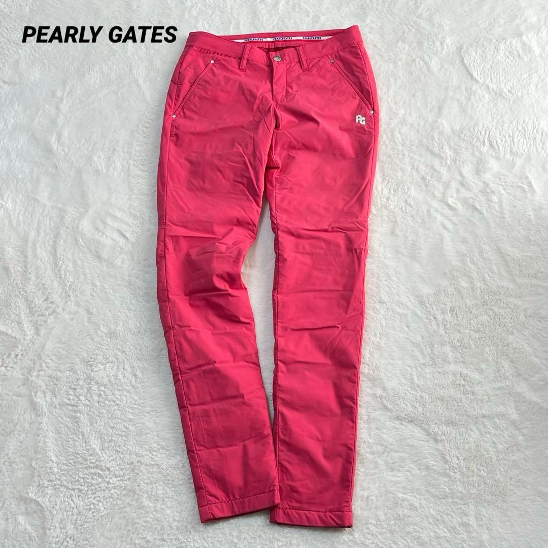 美品 パーリーゲイツ ゴルフ 中綿パンツ 蓄熱 暖パン ロゴ刺繍 ピンク 1