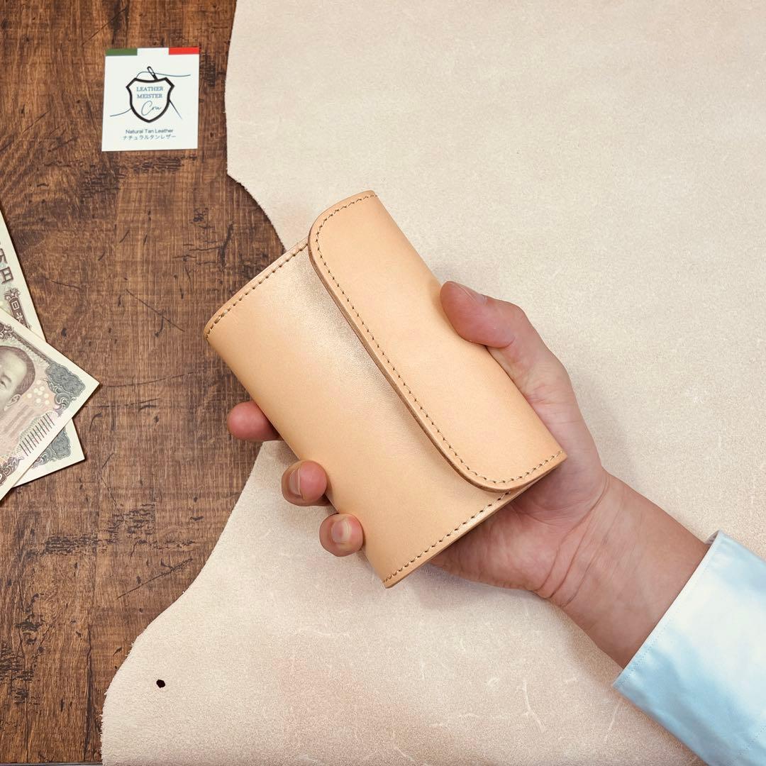 サドルレザー ヌメ革 三つ折り財布 メンズ財布 長財布 本革 ハンドメイド