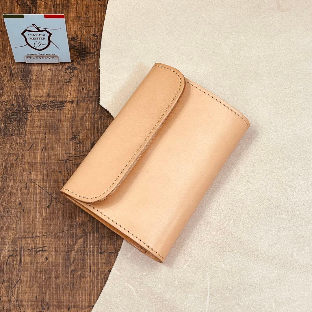 サドルレザー ヌメ革 三つ折り財布 メンズ財布 長財布 本革 ハンドメイド