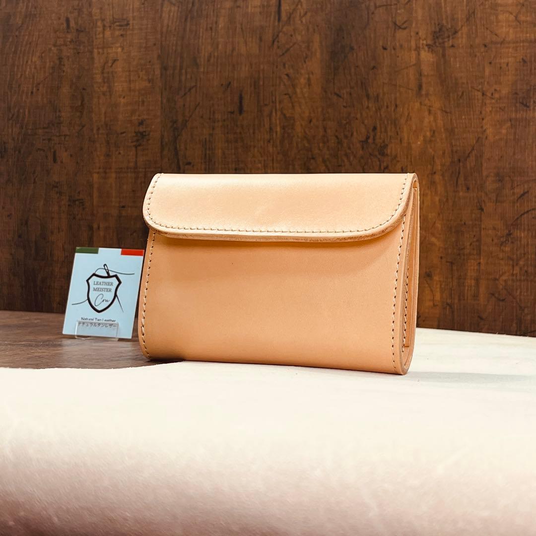 サドルレザー ヌメ革 三つ折り財布 メンズ財布 長財布 本革 ハンドメイド