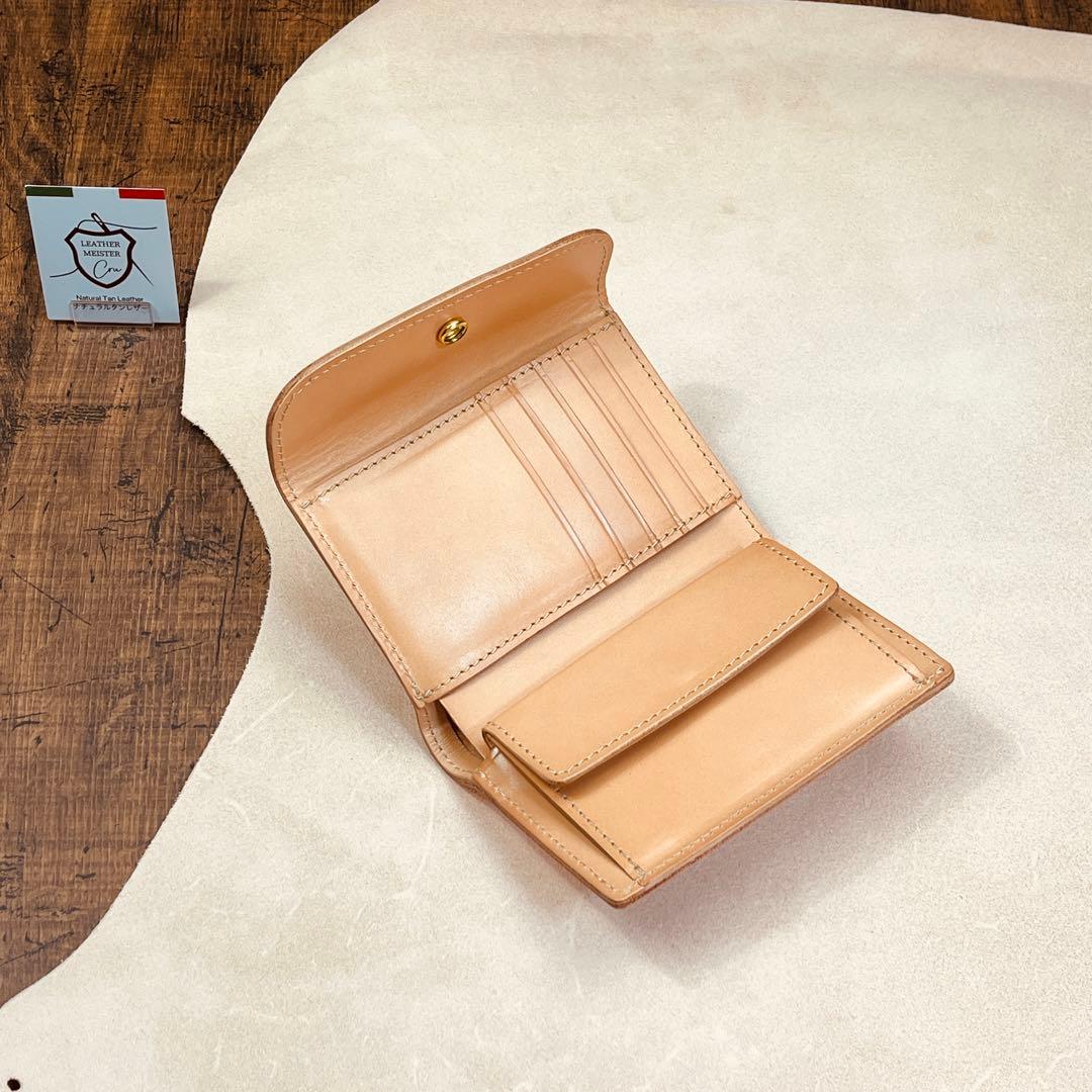 サドルレザー ヌメ革 三つ折り財布 メンズ財布 長財布 本革 ハンドメイド
