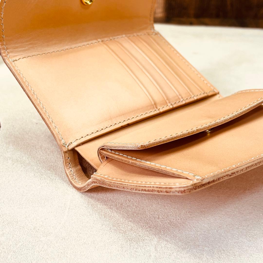 サドルレザー ヌメ革 三つ折り財布 メンズ財布 長財布 本革 ハンドメイド