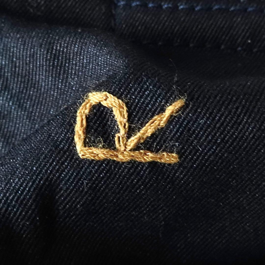 美品 45R うす高密度ギャバのイージースラックス 2 インディゴ 影色納戸