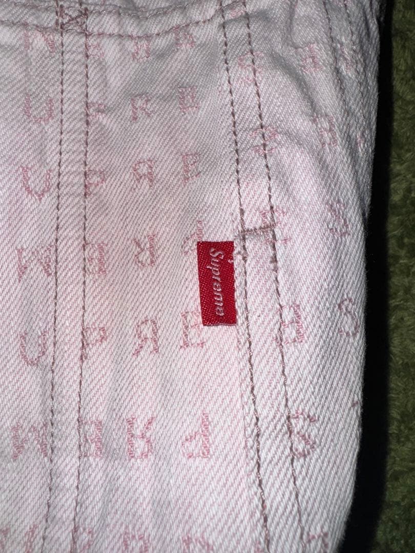 Supreme Jacquard Logos Denim ピンク