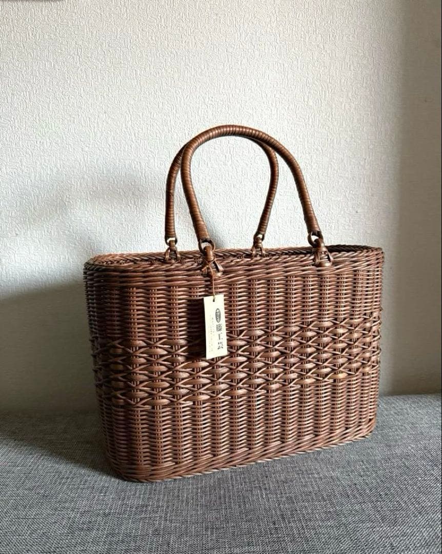 日本製 山形 籐工芸 かごバッグ 籠 バスケット