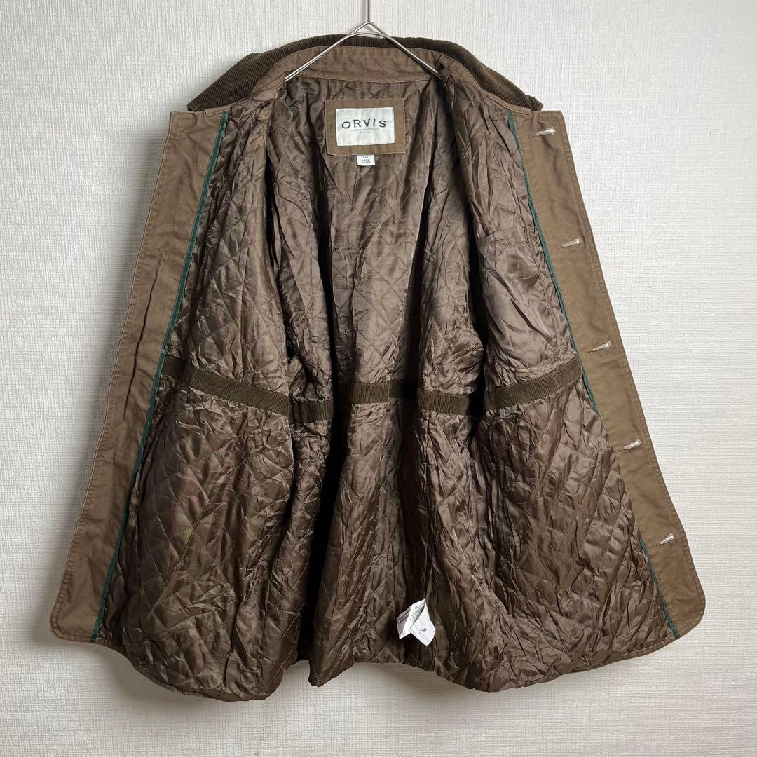 593 ORVISコーデュロイ襟・キルト裏地・多層ポケット・ハンドウォーマー・L