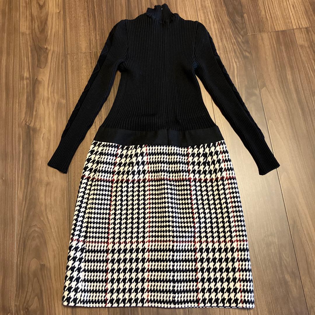 M'sニットトップス チェック柄スカート 38