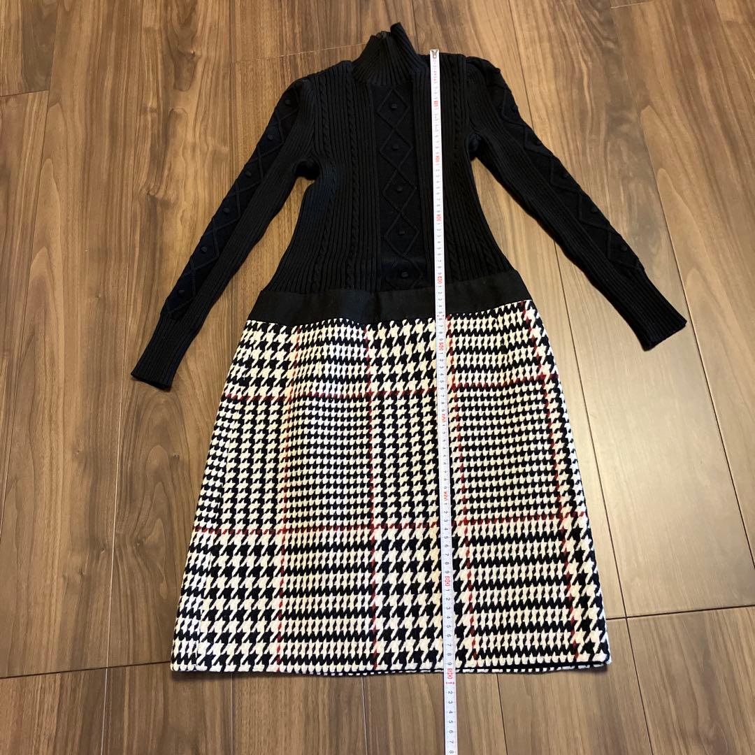 M'sニットトップス チェック柄スカート 38