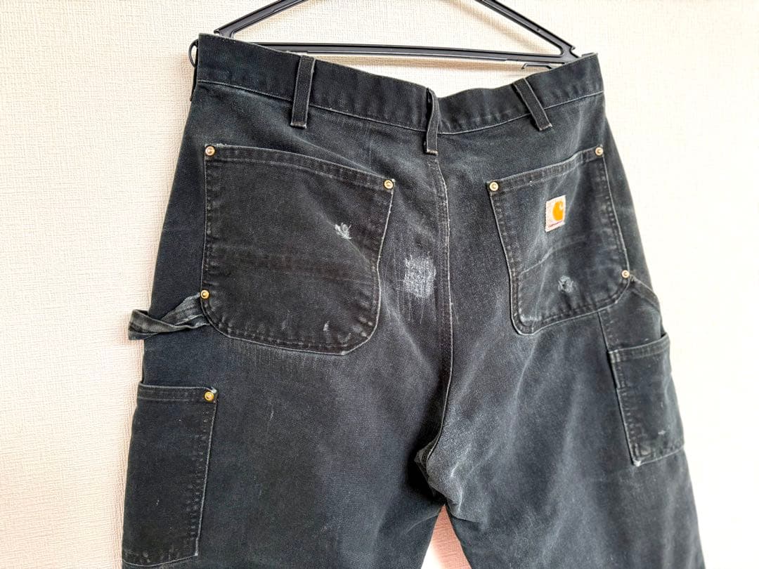 超スペシャル 34X32 W34 カーハート ダブルニー パンツ ブラック 黒