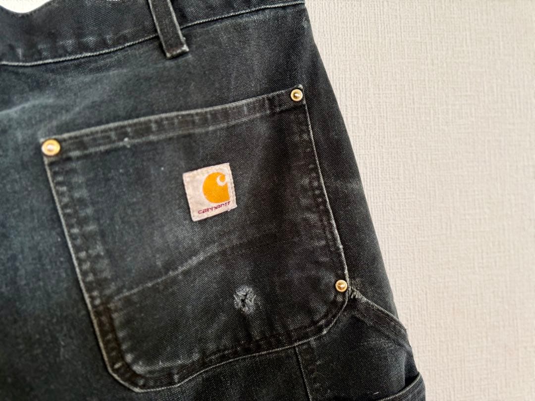 超スペシャル 34X32 W34 カーハート ダブルニー パンツ ブラック 黒