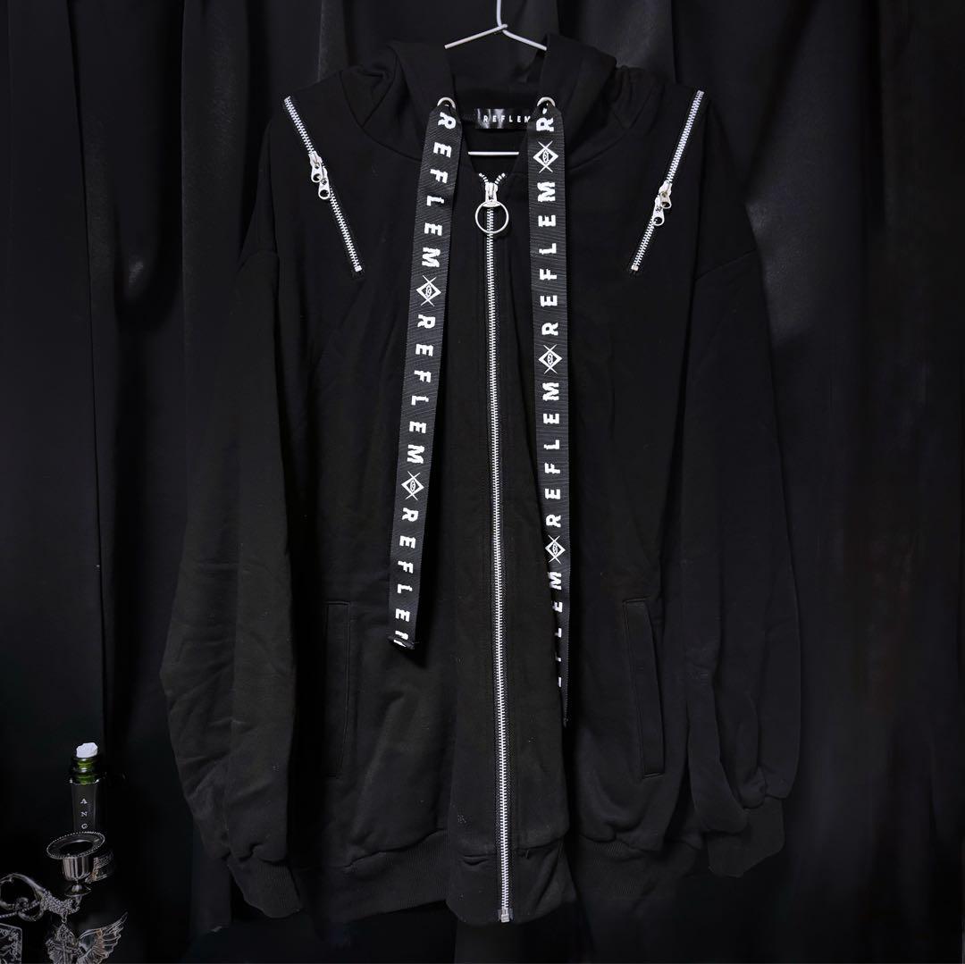 REFLEM レフレムうさ耳 うさぎジップパーカー フーディ ブラック パープル