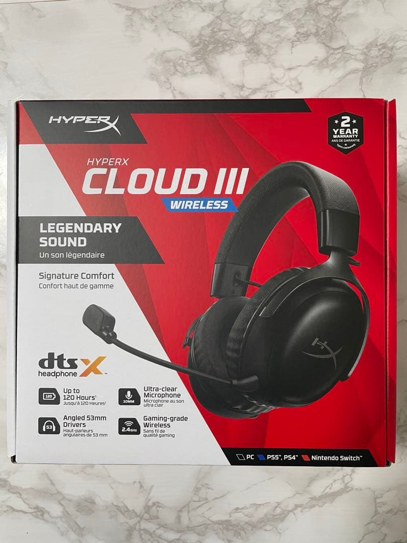 HyperX Cloud III ワイヤレス ゲーミングヘッドセット　ブラック
