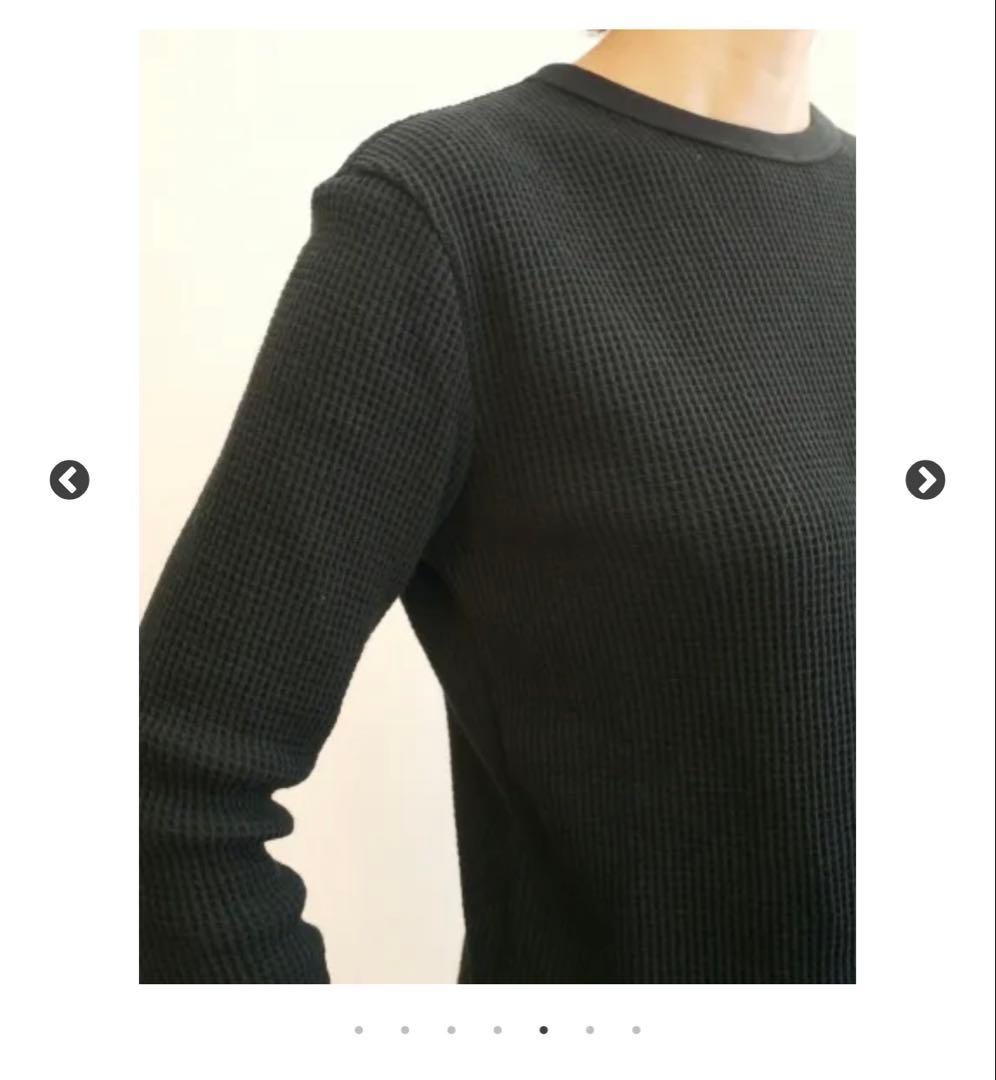 ワッフル長袖Ｔブラック