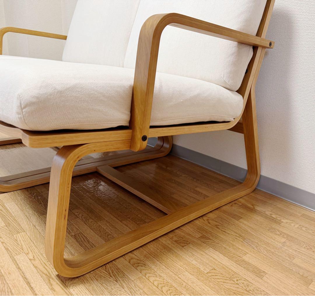 リビングでもダイニングでもつかえるソファチェア・オーク材 二連結