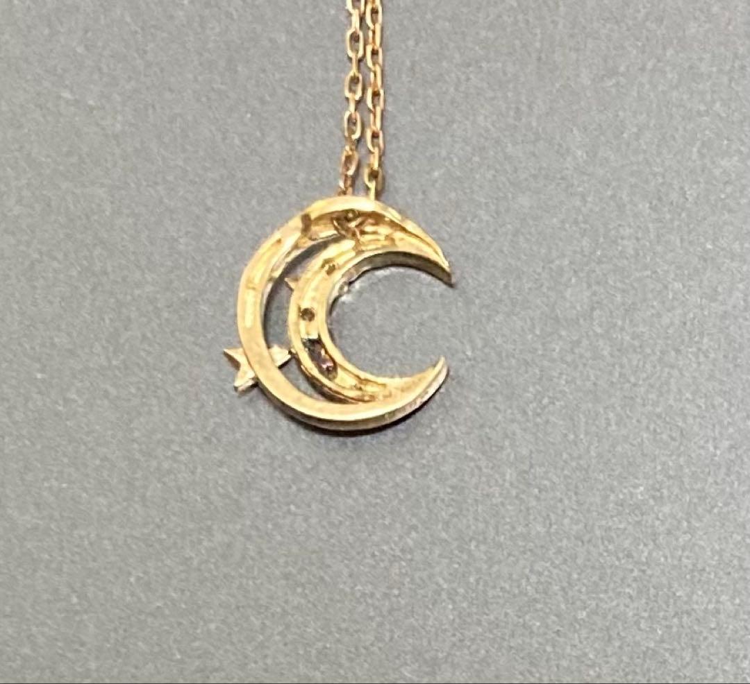 10k ダイヤモンドネックレス　三日月