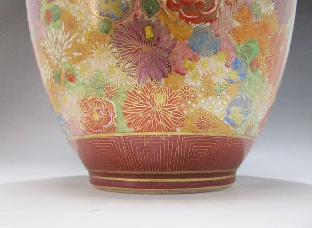 大花瓶 花器 花瓶 花器 飾壺 薩摩 春洋銘　高さ約54cm　重さ4.7㎏