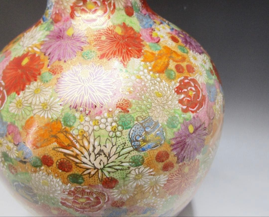 大花瓶 花器 花瓶 花器 飾壺 薩摩 春洋銘　高さ約54cm　重さ4.7㎏