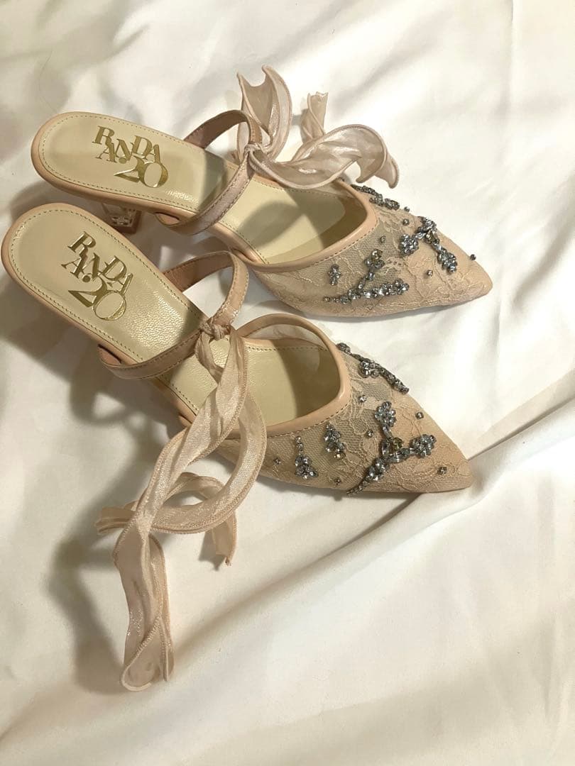 ランダ　RANDA ビーズ　2way ミュール　L ピンク　20th 20周年