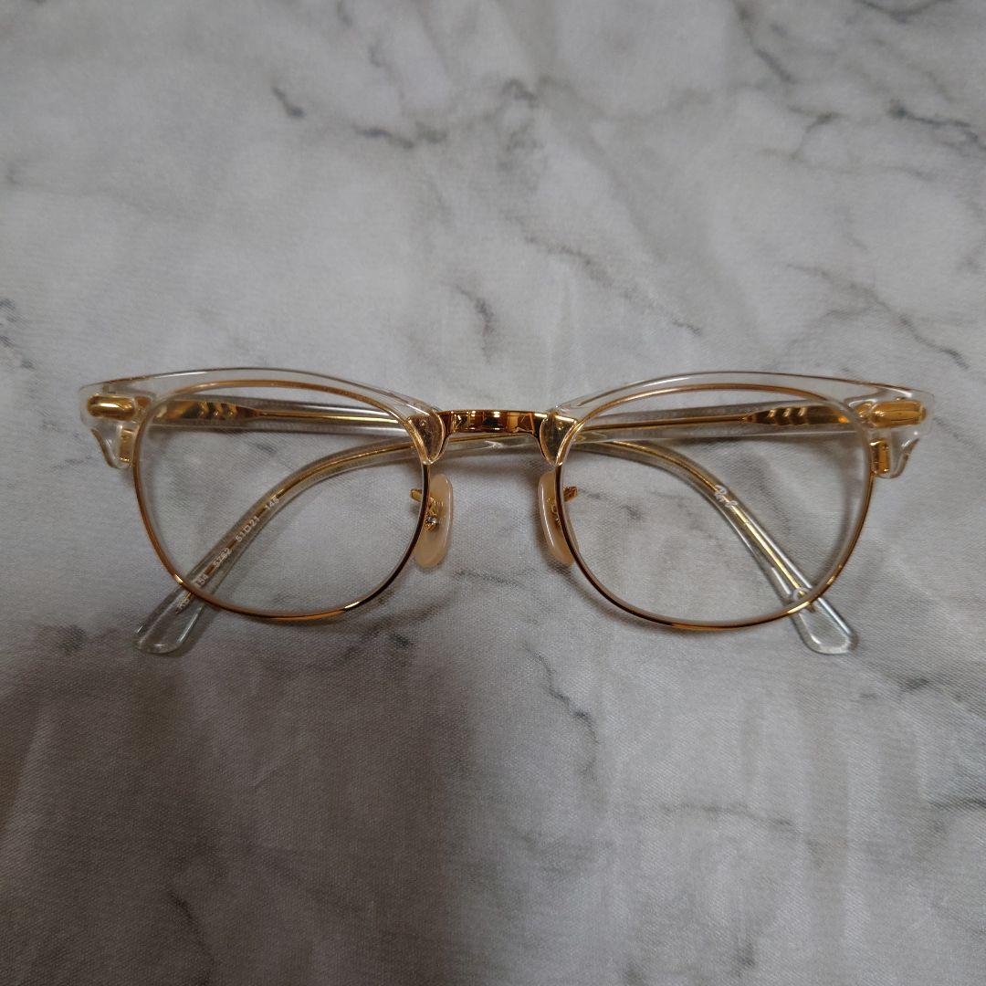 クリアメタルオーバルレイバン度無し調光レンズ入りメガネ