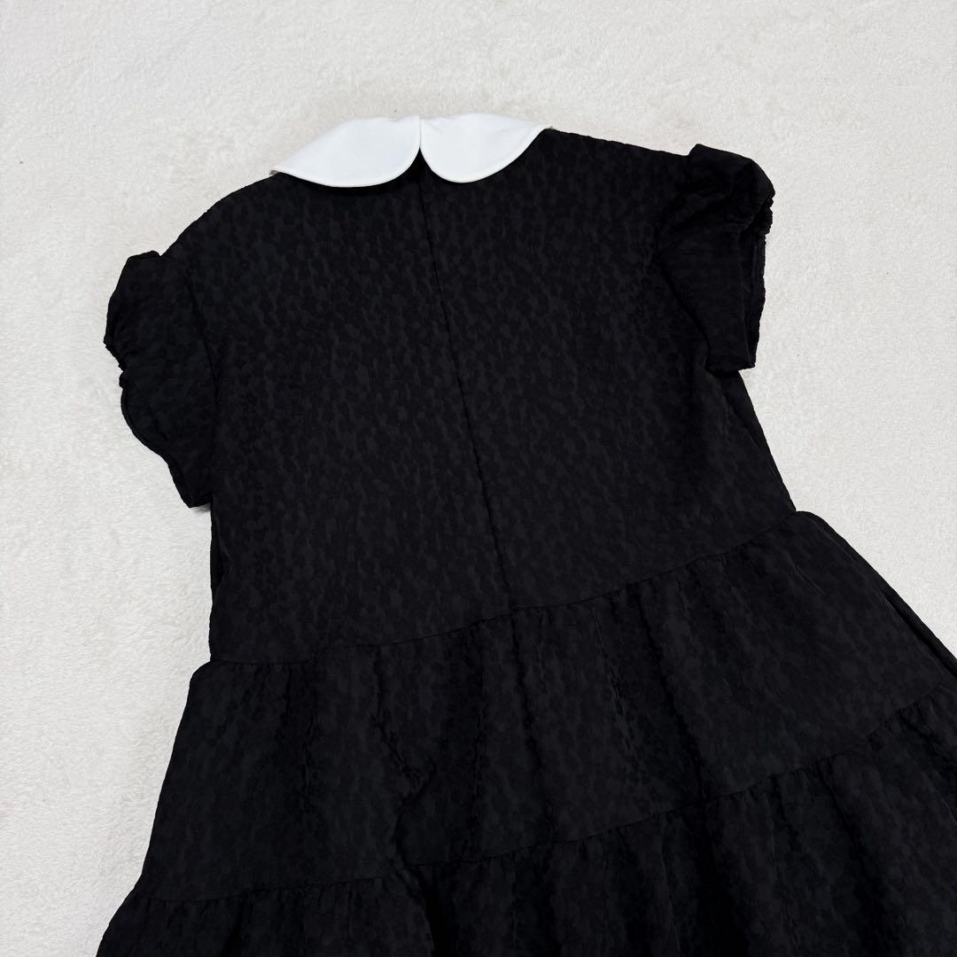 極美品 アンミヌ ミニラウンド ジャガード ドレス ティアード ワンピース F