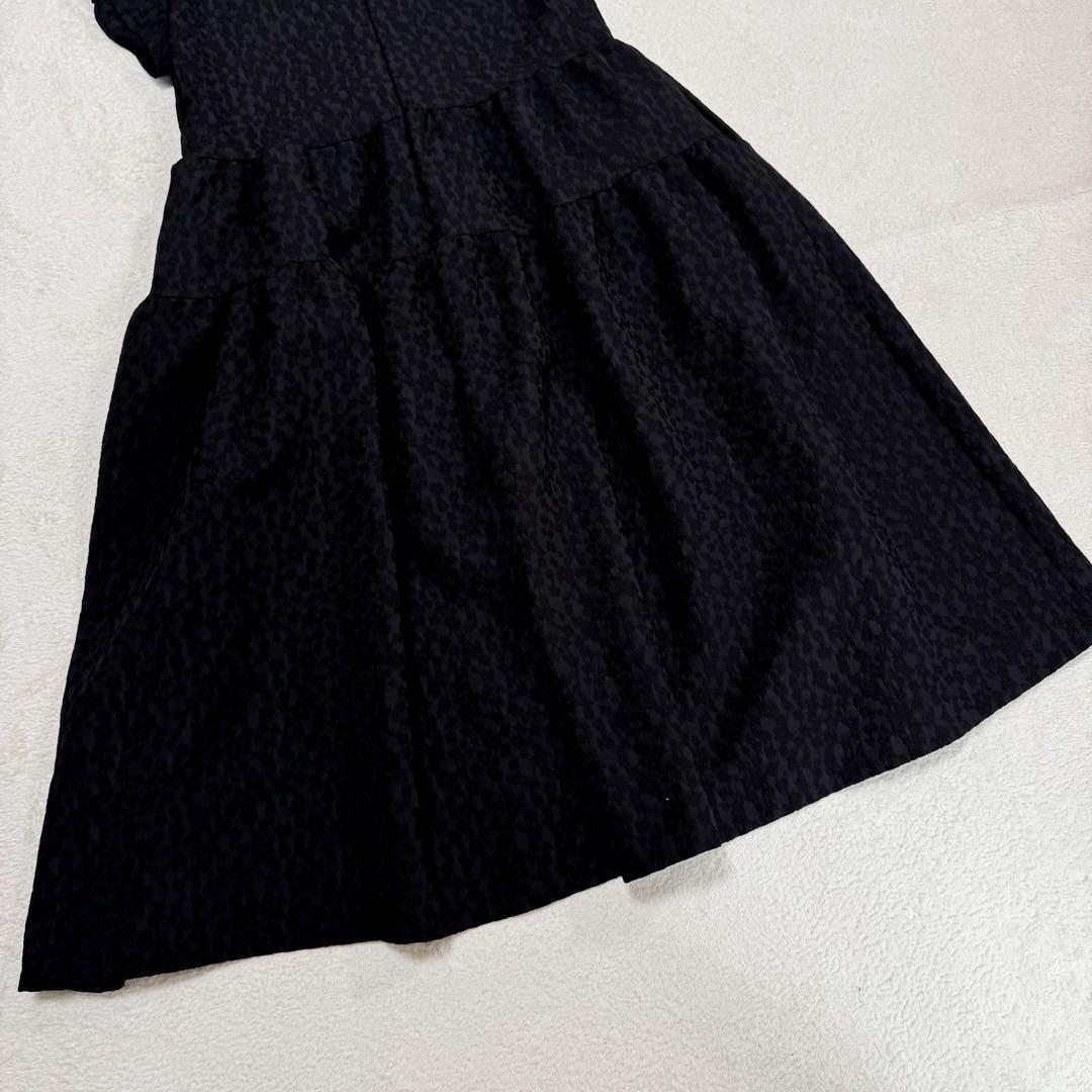 極美品 アンミヌ ミニラウンド ジャガード ドレス ティアード ワンピース F