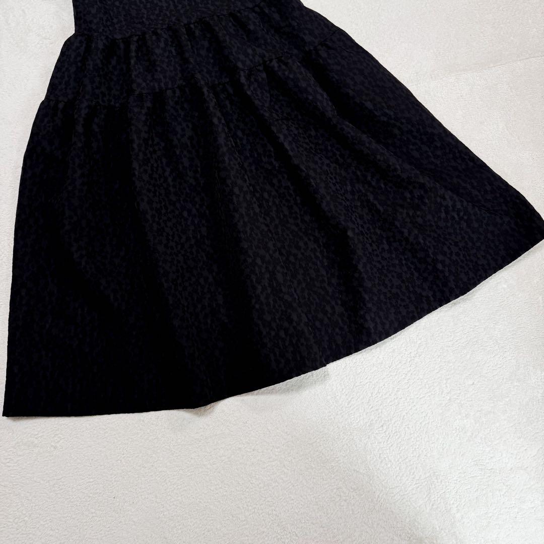 極美品 アンミヌ ミニラウンド ジャガード ドレス ティアード ワンピース F