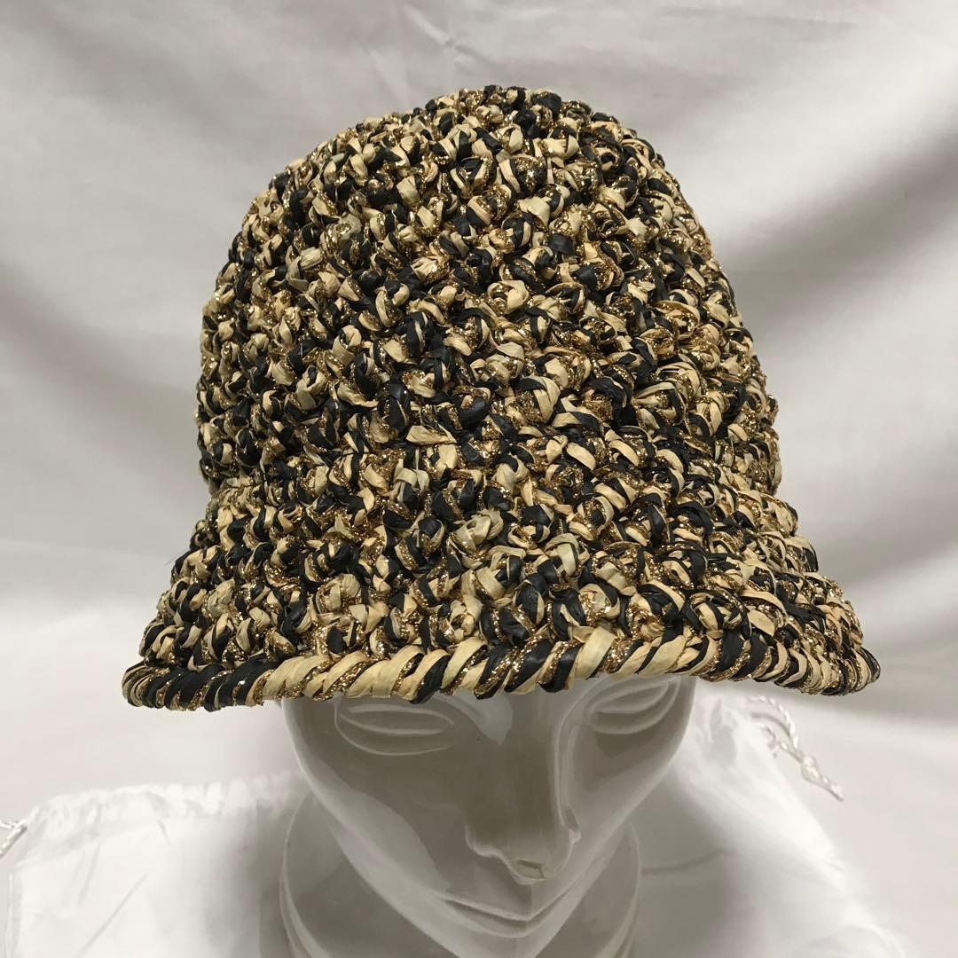 コーチ　未使用　麦わら帽子　メンズ　レディース　ベージュ×アイボリー×ゴールド