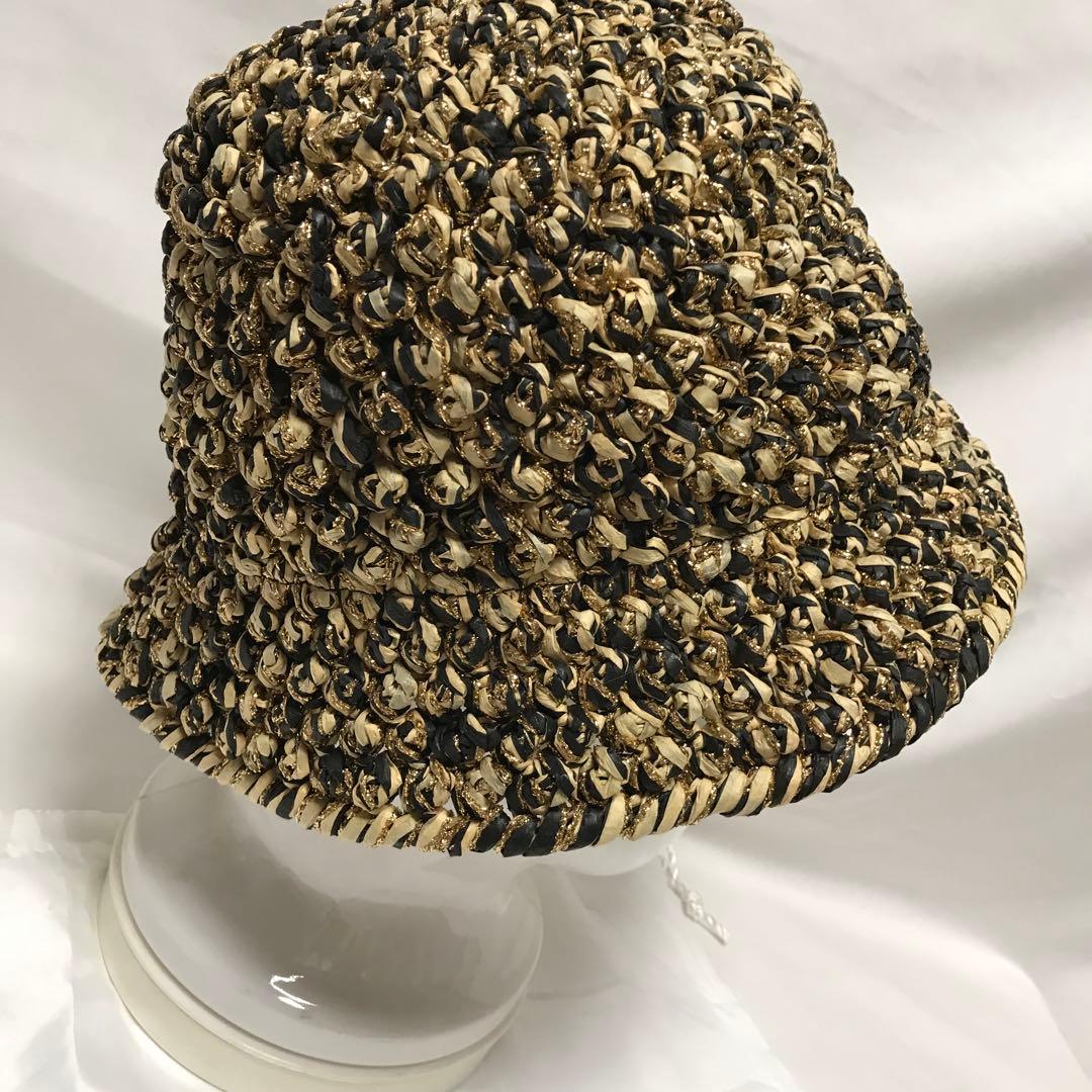 コーチ　未使用　麦わら帽子　メンズ　レディース　ベージュ×アイボリー×ゴールド