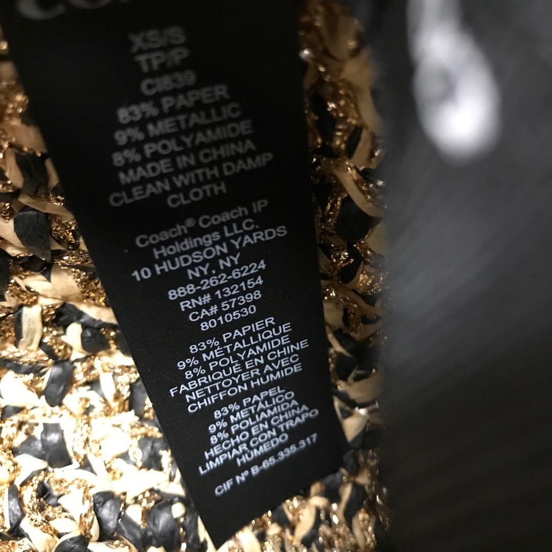 コーチ　未使用　麦わら帽子　メンズ　レディース　ベージュ×アイボリー×ゴールド