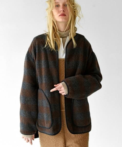 unfil　アンフィル　3WAYウールモッサジャケット　ブラウン