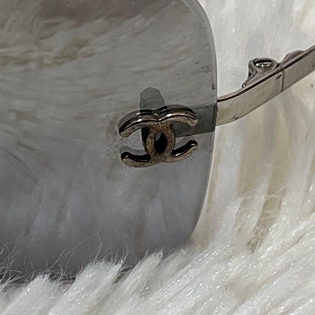 希少 シャネル 4017 ココマーク リムレス サングラス シルバー 62□17