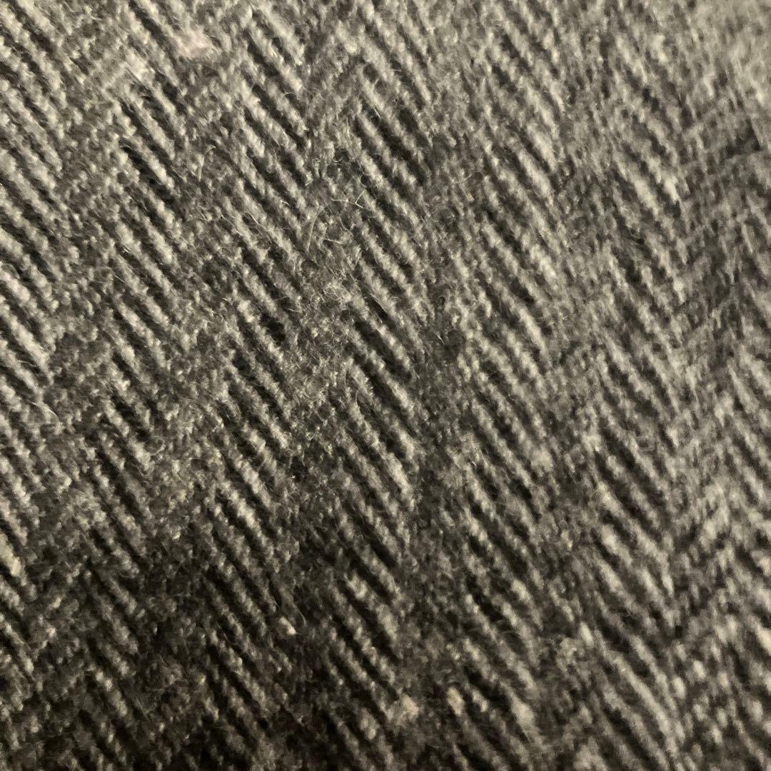 【nisica】ニシカ　日本製　ノーカラー ウール　リネン　ヘリンボーン