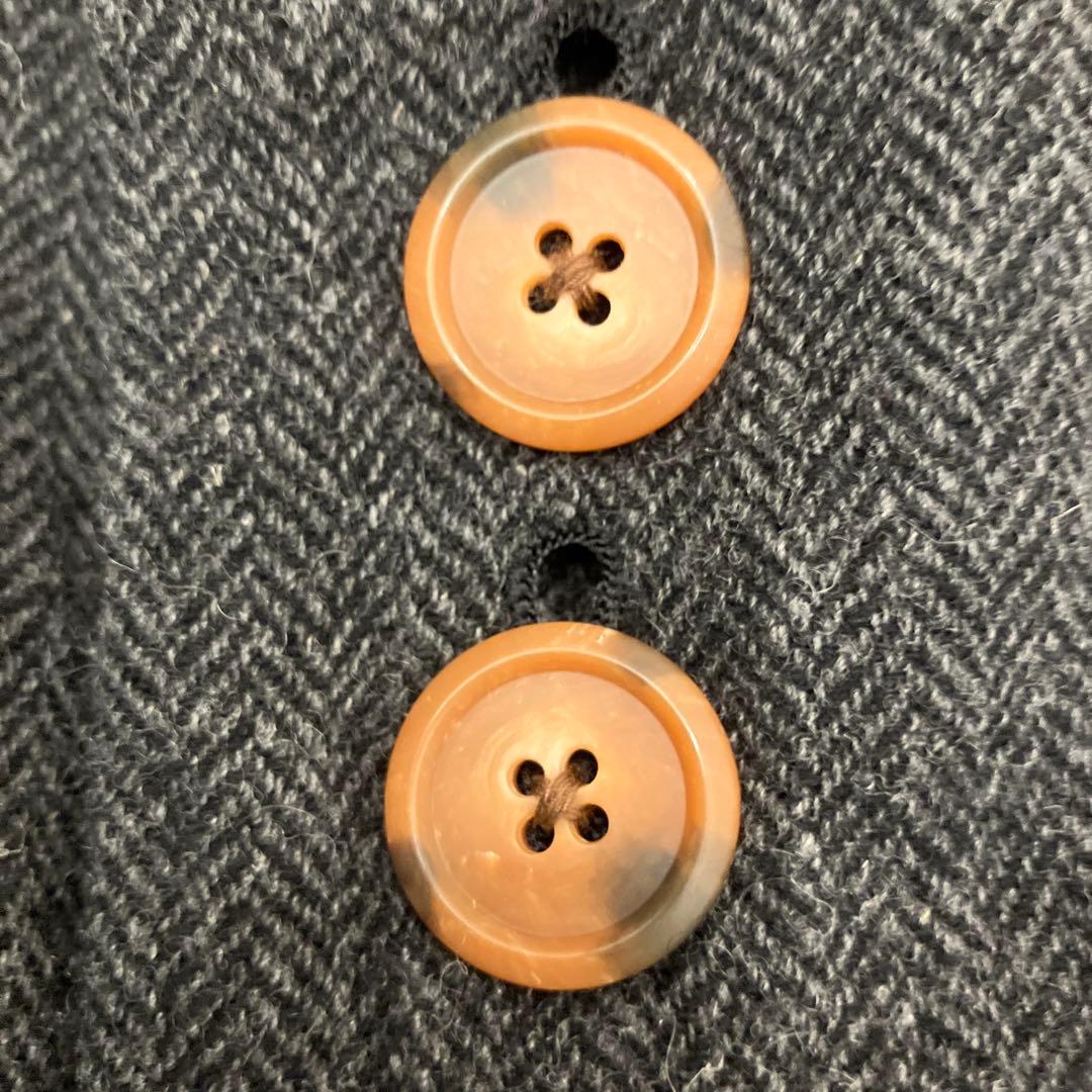 【nisica】ニシカ　日本製　ノーカラー ウール　リネン　ヘリンボーン