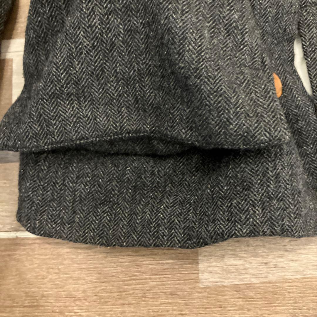 【nisica】ニシカ　日本製　ノーカラー ウール　リネン　ヘリンボーン