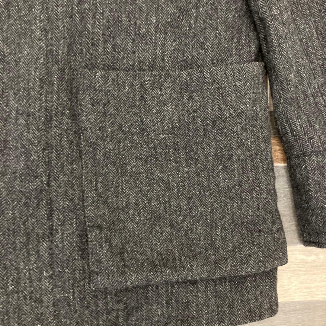 【nisica】ニシカ　日本製　ノーカラー ウール　リネン　ヘリンボーン