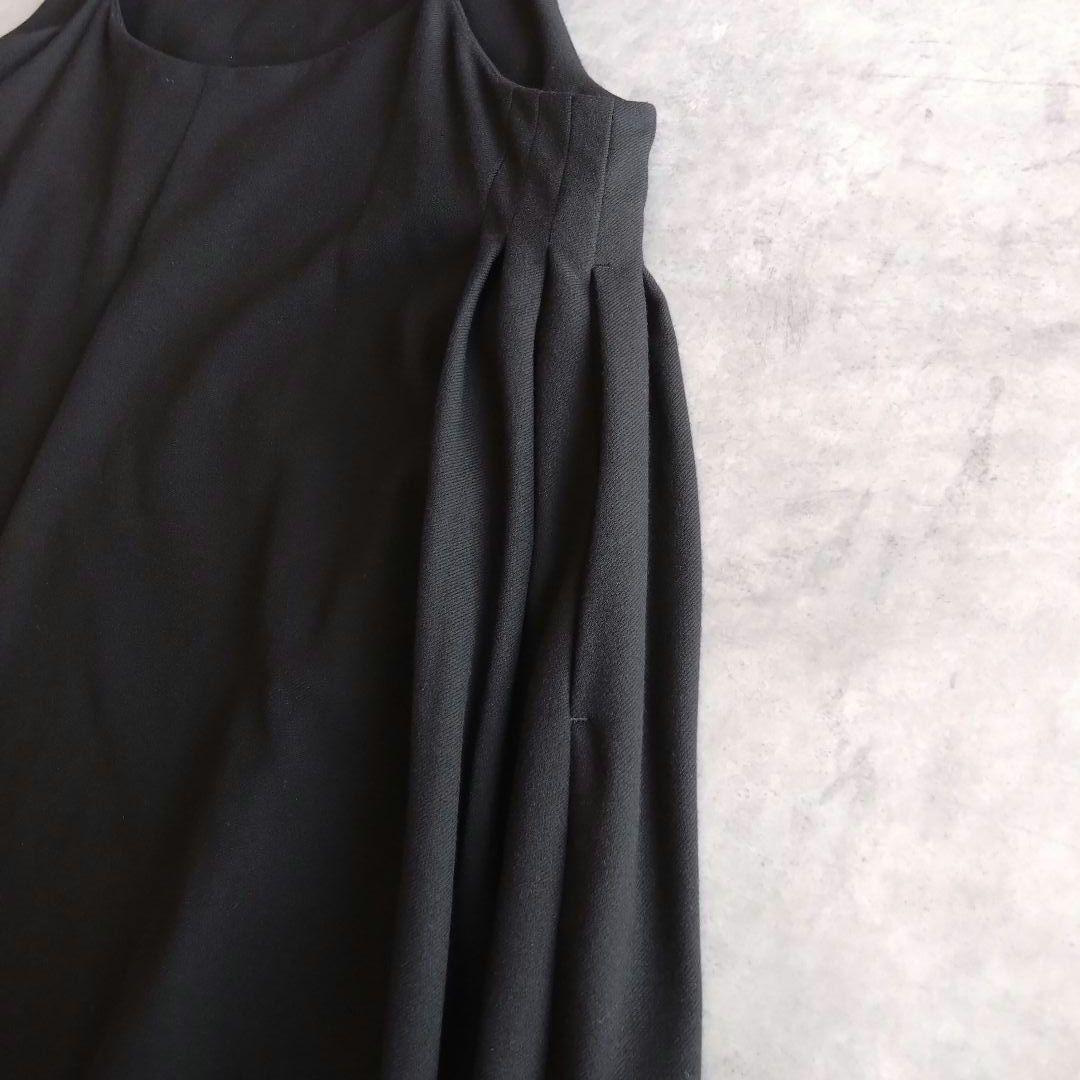 北欧、暮らしの道具店 サイドタックのサロペットスカート 黒　ブラック S