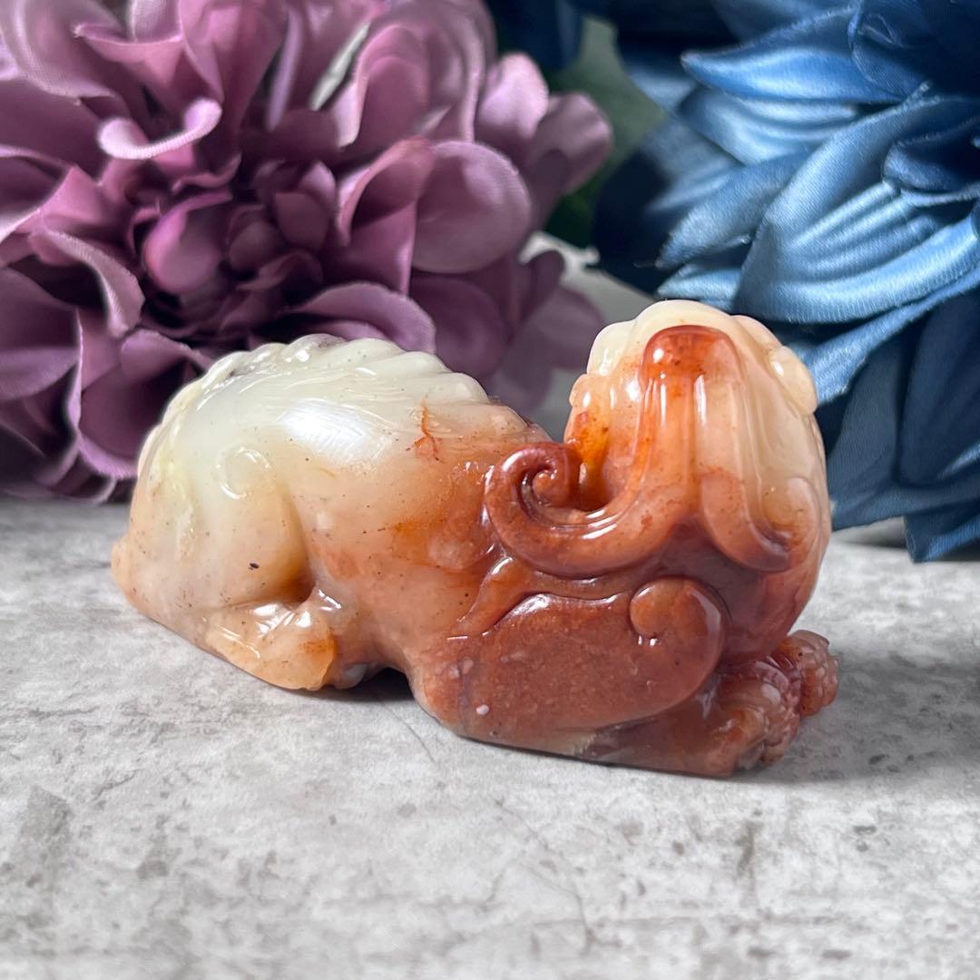 【寿山石】芙蓉獅子吉祥置物