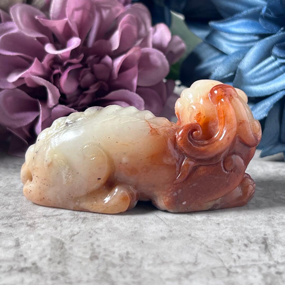 【寿山石】芙蓉獅子吉祥置物