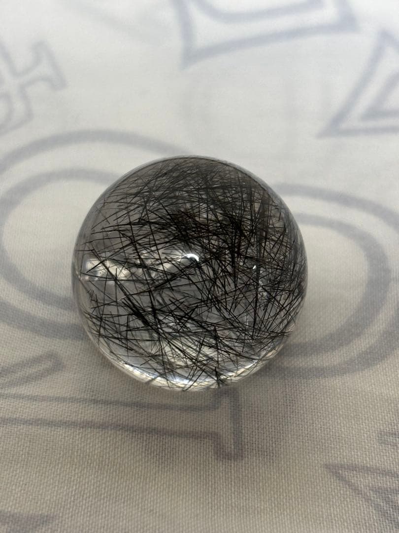 ブラックトルマリンインクォーツ　丸玉　25㍉