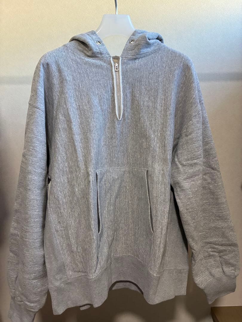 トップス ulterior FADED SILKY HALF ZIP HOODIE