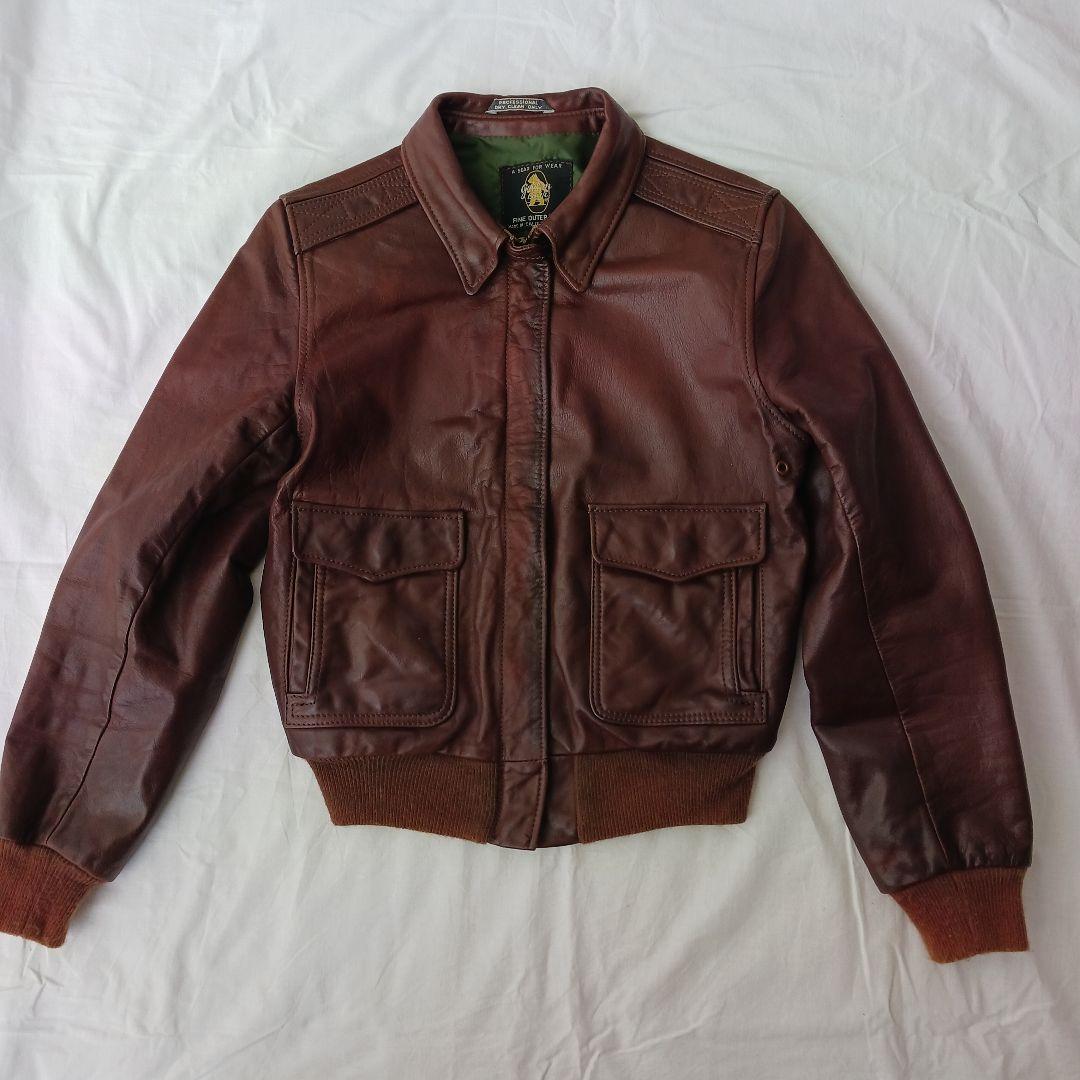 Golden Bear ブラウンレザー革製ジャケット、80年ヴィンテージ