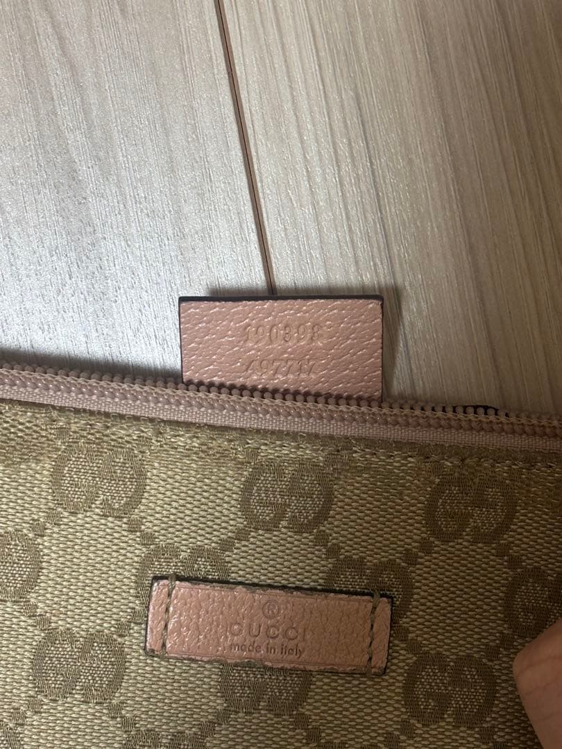 GUCCI グッチ GG キャンバス アクセサリーポーチ レザー ピンク