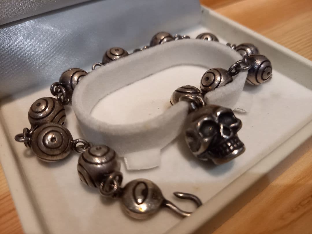 シルバー925 ブレスレット　ボールチェーン　ドクロ　スカル