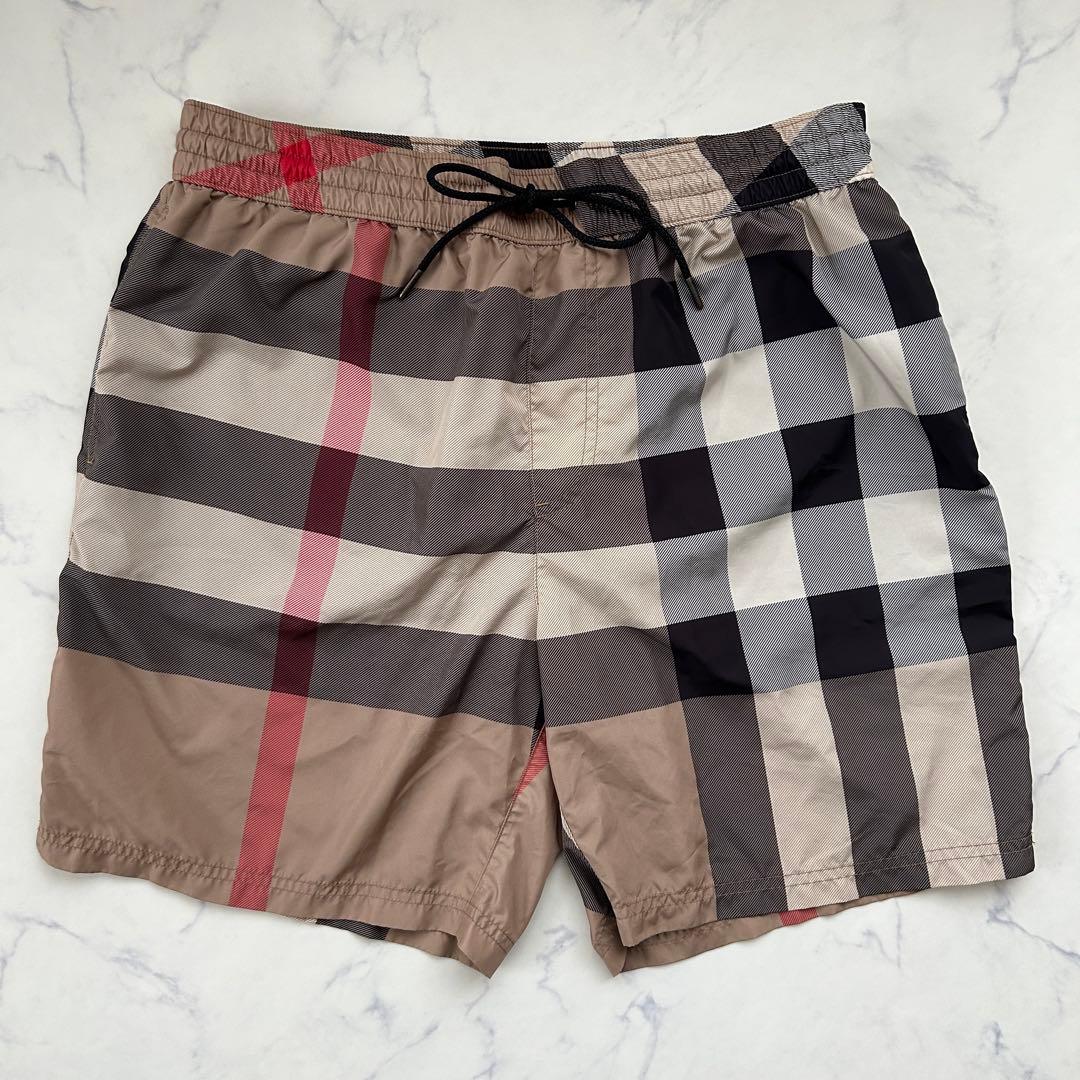 現行 バーバリー ハーフパンツ ノバチェック メガチェック ナイロン LG