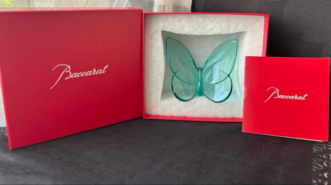 Baccarat ラッキーバタフライ置物 青緑