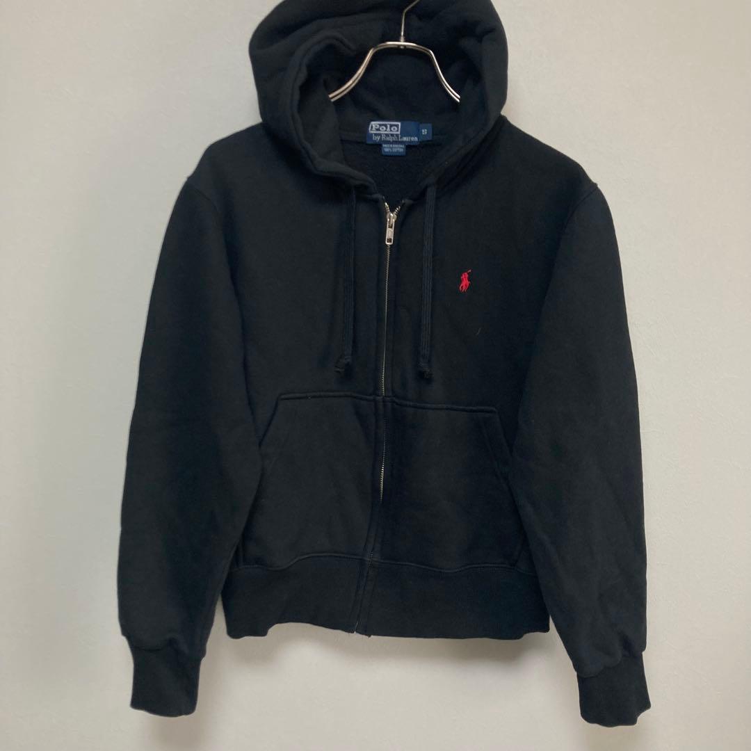 ジップアップ ポロ ラルフローレン RALPH LAUREN パーカー 黒 S