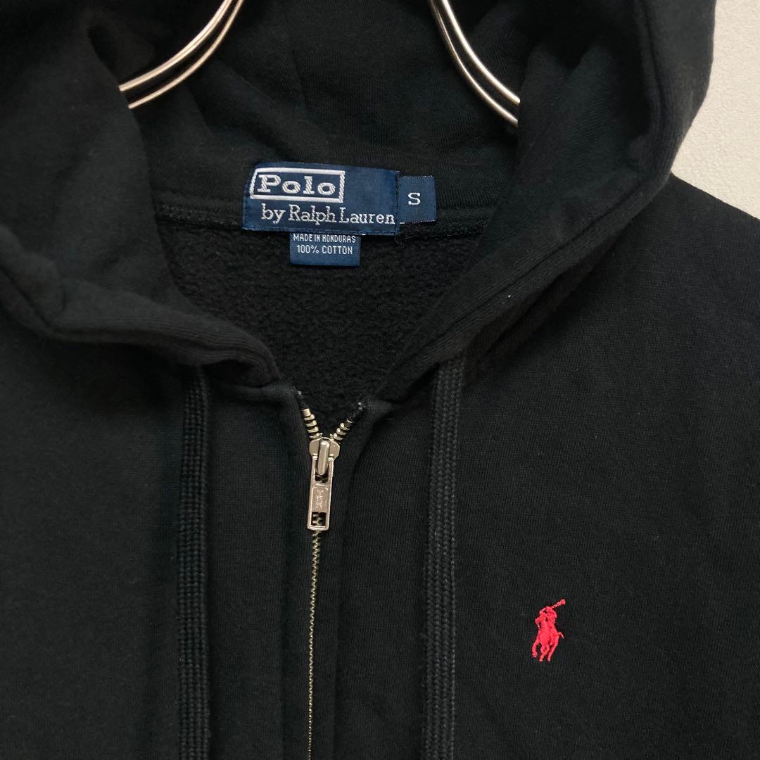 ジップアップ ポロ ラルフローレン RALPH LAUREN パーカー 黒 S