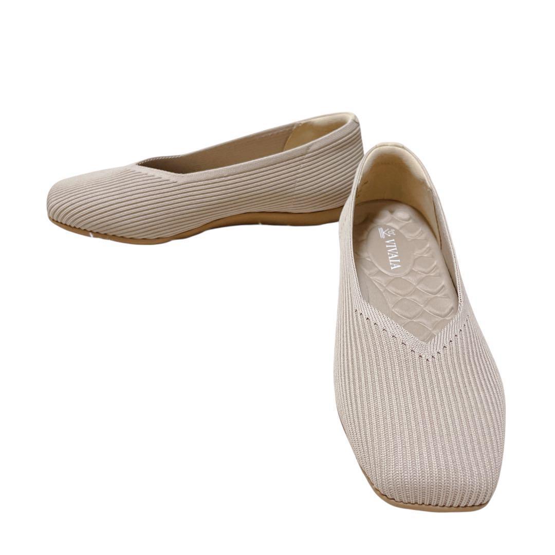 【新品】VIVAIA フラットシューズ スクエアトゥ Vカット